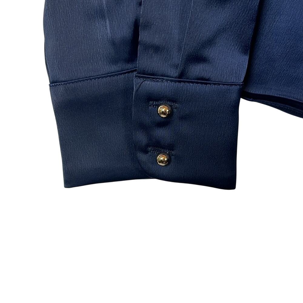 GRACIA Elegant Long Sleeve Blouse in Navy Size L - Picture 3 of 5